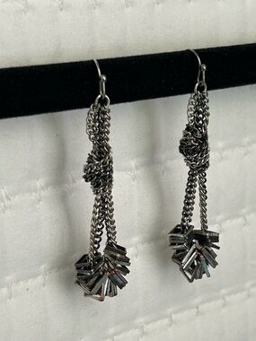 Gunmetal Knot Drop Earrings - Women Jewelry